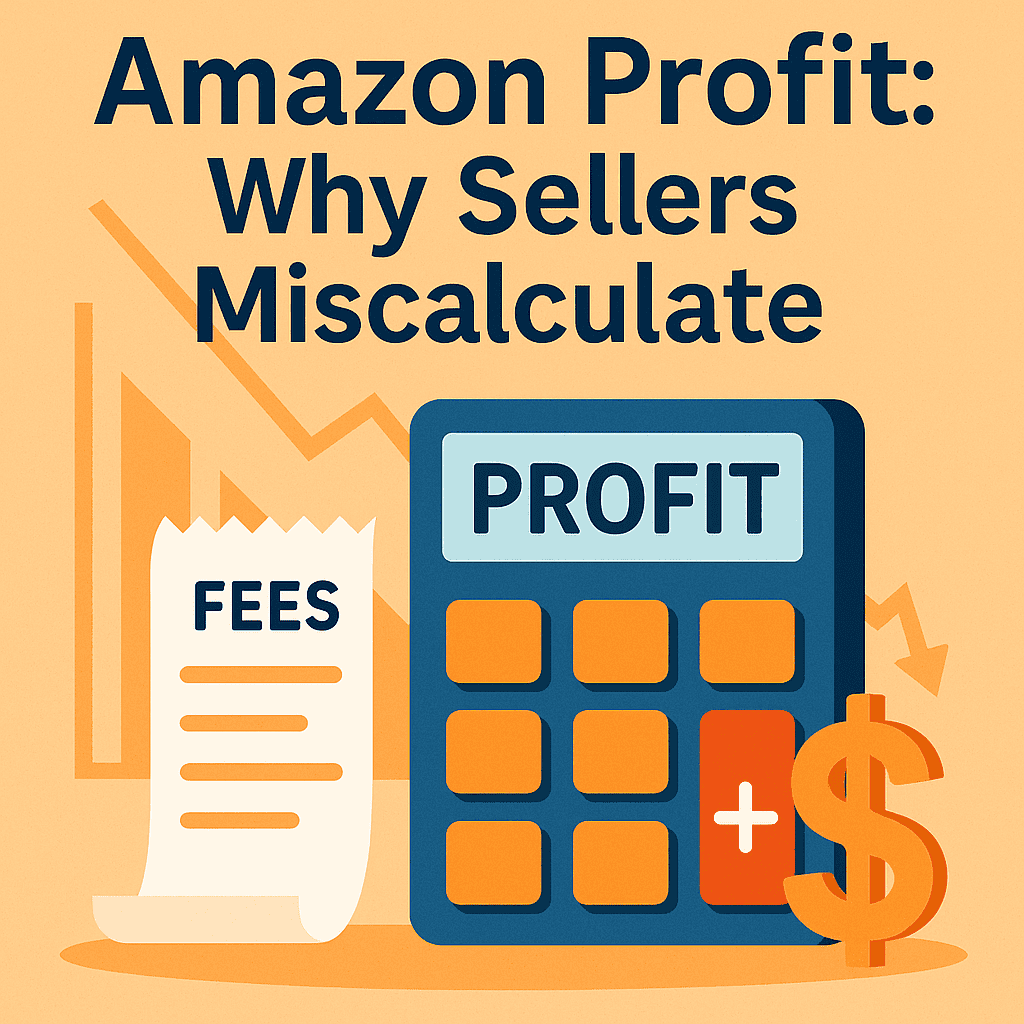 Amazon profit calculator graphic showing how hidden fees impact seller margins